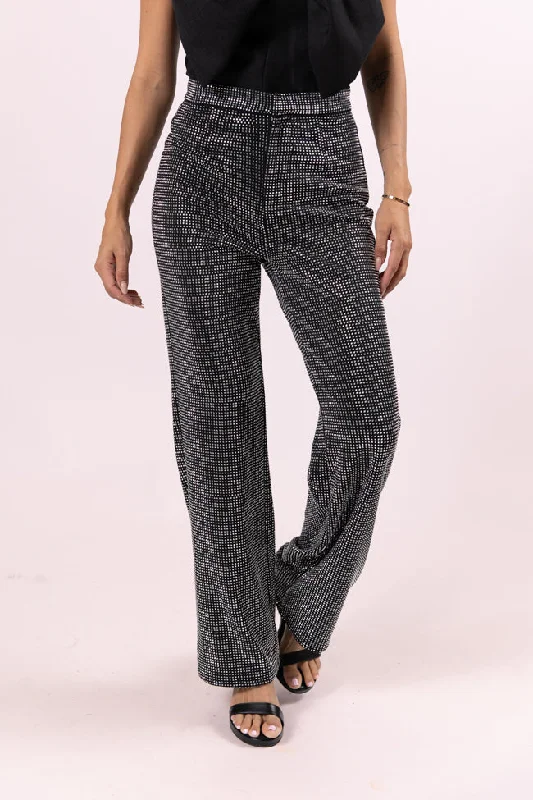 Glamorous Moments Black Rhinestone Embellished Straight Leg Pants FINAL SALE Soft Stretch Leggings