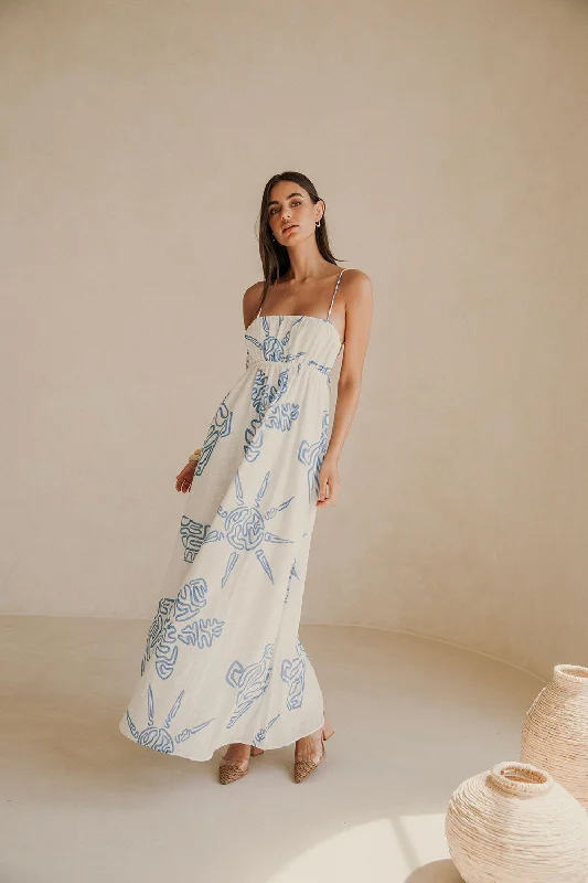 Catie Dress - Evoke Blue Shift Classic Vintage