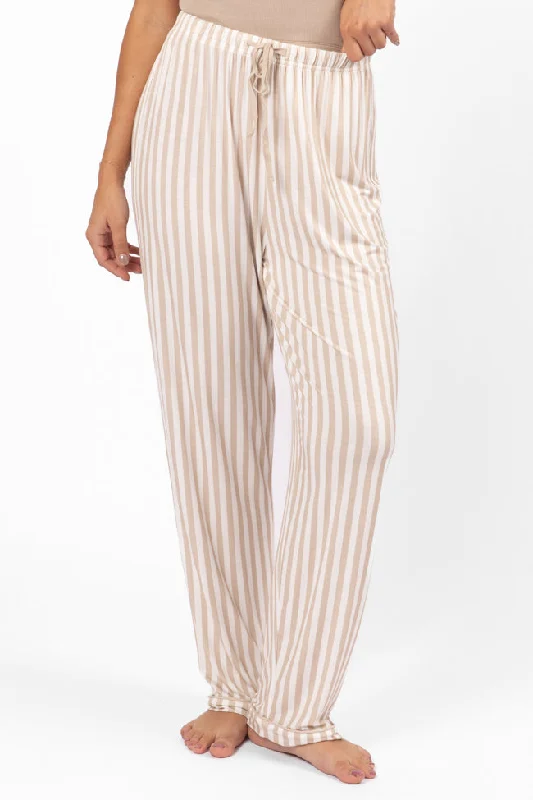 Good To Get Away Neutral Stripe Pajama Pants FINAL SALE Fashionable Tapered Leg Pants