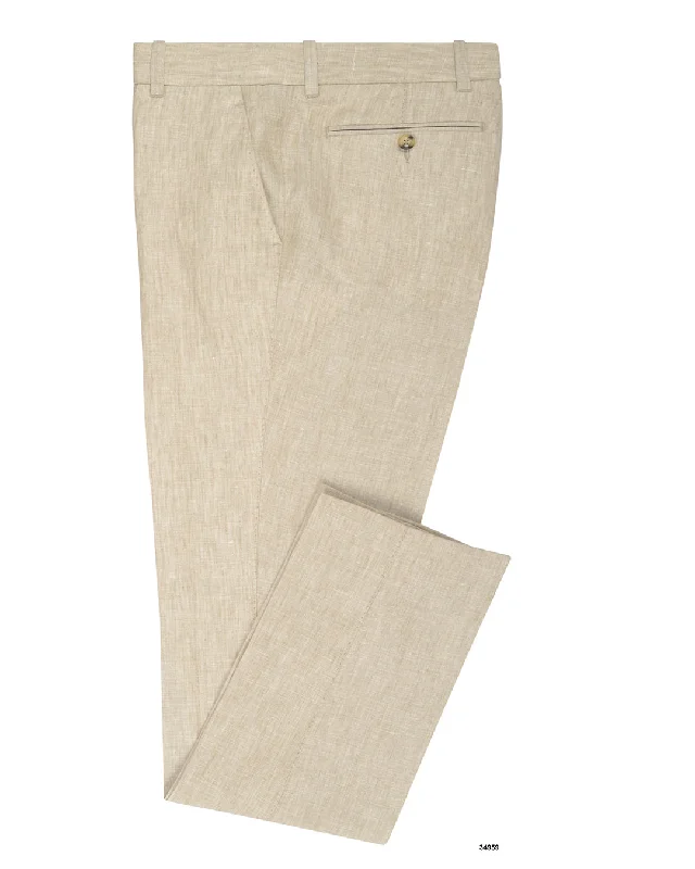 Linen: Natural Ecru Dress Pant Relaxed Fit Trousers
