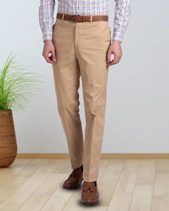 Genoa Beige Dress Pant Comfy Zip-Up Pants