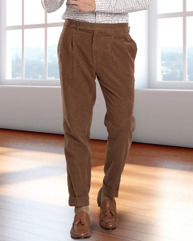 Zegna Brown Cashco Moleskin Dress Pant Classic Chino Pants