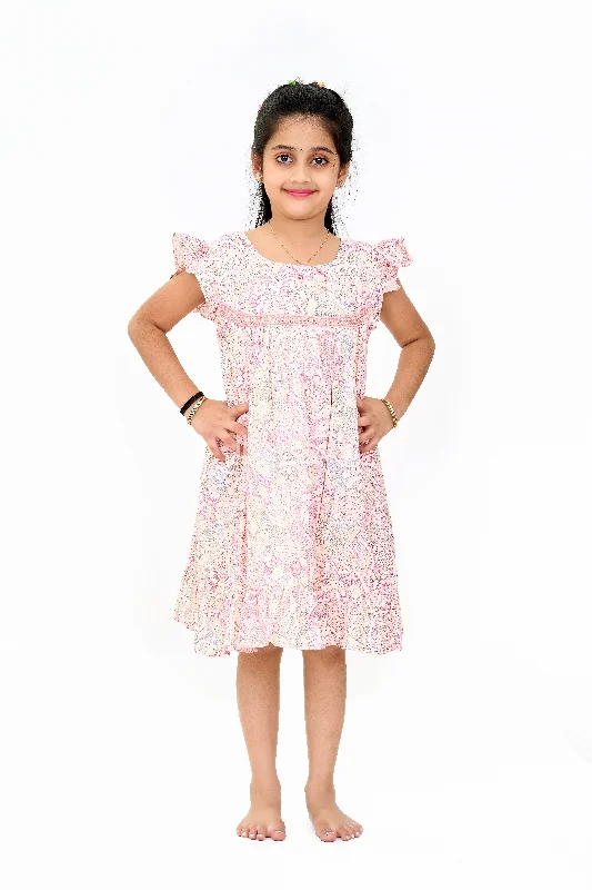 Trendy Girls Casual Cotton Dress with Chic Floral Patterns and Soft Rayon Fabric Tunics Bridal satin Trendy Girls Casual Cotton Dress with Chic Floral Patterns and Soft Rayon Fabric Tunics Bridal satin