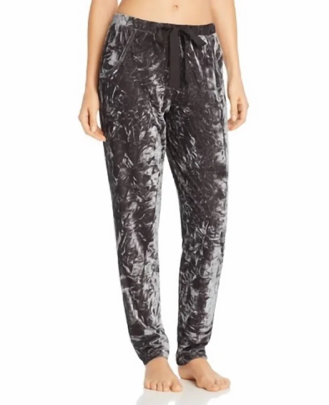 Velvet Ribbon Tie Lounge Pant in Black Fashionable Button-Up Pants