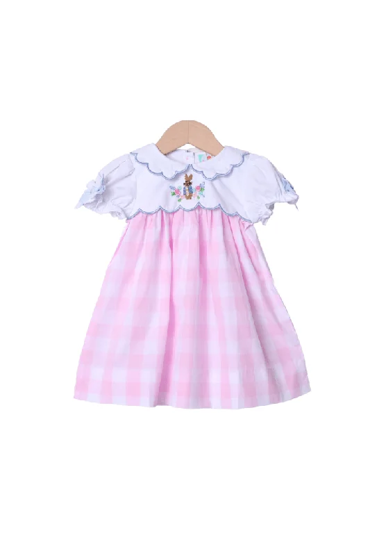 French Knot Peter Rabbit Gingham Dress Boatneck Modish Everyday