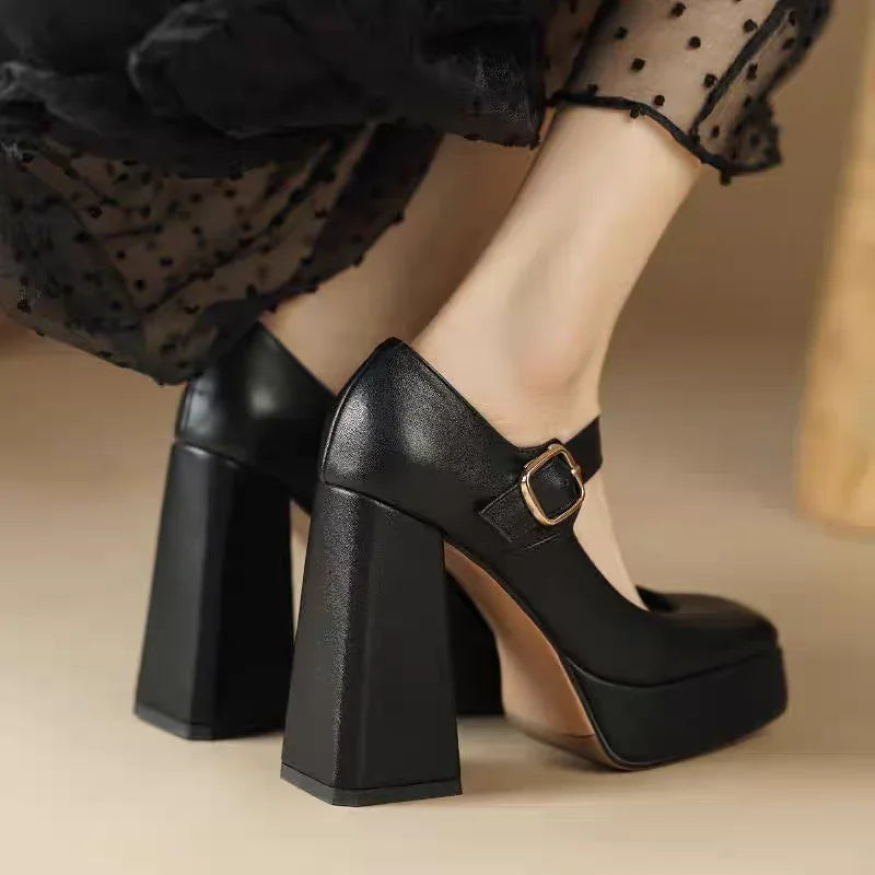 TAVIMART  -  Women Pumps Shoes Spring Fashion Shallow Ladies Elegant Square High Heel Shoes Designer Party Dress Women's Shoes Tunics Practical easy-care