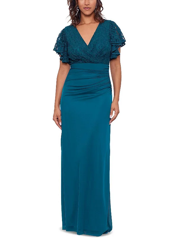 Petites Womens Lace Maxi Evening Dress Tunics Fall fleece