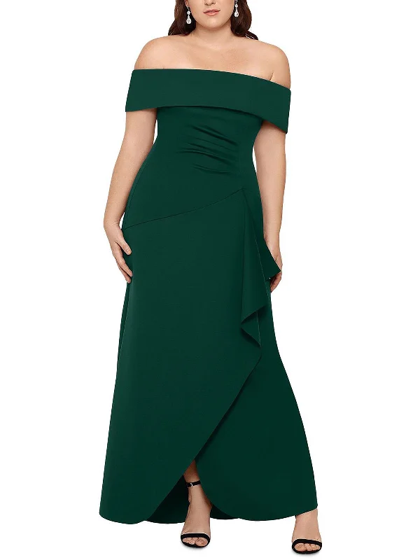 Plus Womens Off-The-Shoulder Ruched Evening Dress Tunics New arrival