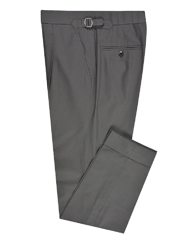 Ash Grey Cotton Twill Dress Pant Casual Track Pants