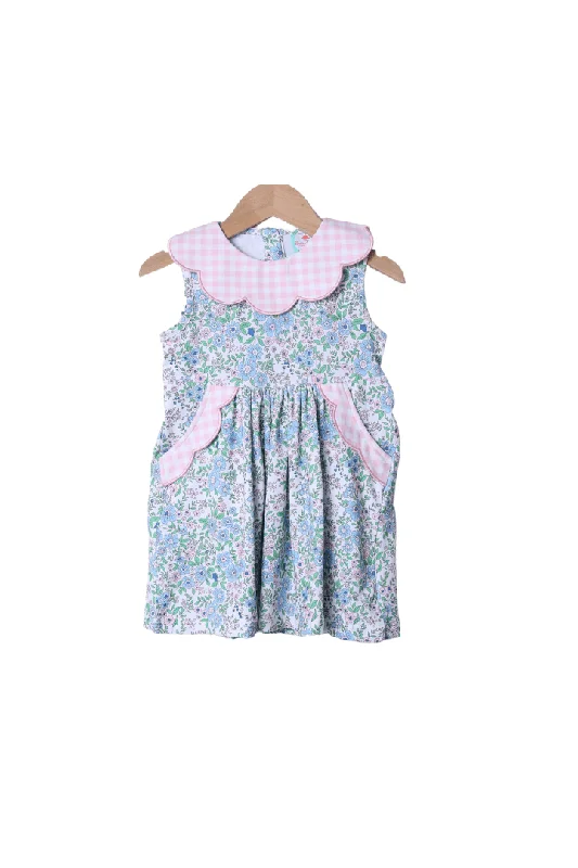 Pretty in Pink Floral Scalloped Knit Dress Tunics Floral girly