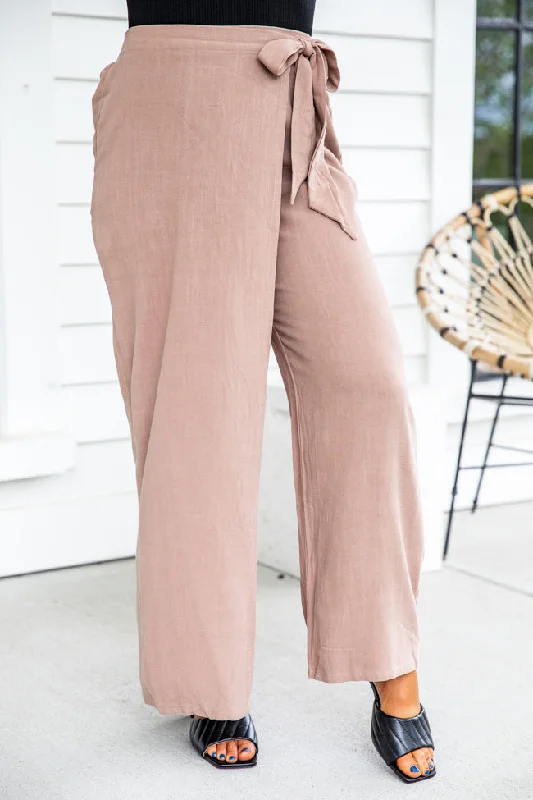 Espresso Thoughts Mocha Wrap Pants FINAL SALE Chic Checkered Pants