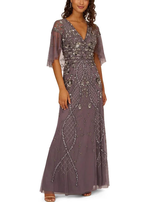 Womens Sequin Beaded Evening Dress Tunics Seasonal trendy