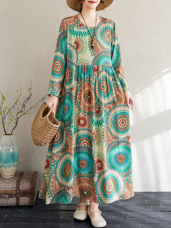 Women's Bold Patterns Stylish Loose Smock Dress Tunics Cozy soft
