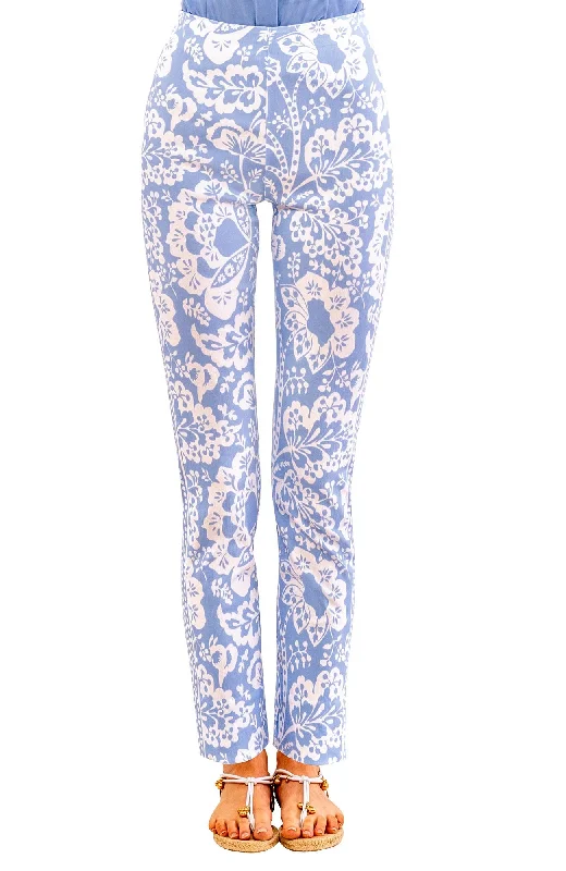 Gretchen Scott Gripeless Pull on Pant - Flora Classic - Periwinkle Trendy Printed Leggings Gretchen Scott Gripeless Pull on Pant - Flora Classic - Periwinkle Trendy Printed Leggings