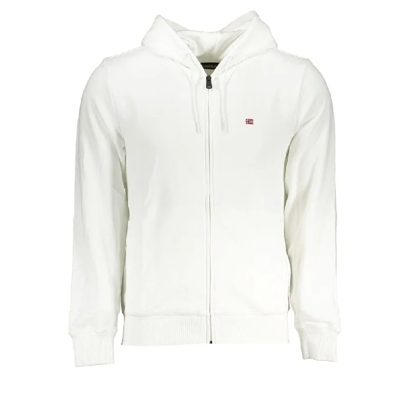 Elegant White Cotton Hooded Sweatshirt Cotton Hoodie Fleece Lining Warmth