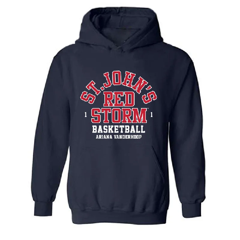 St. Johns - NCAA Women's Basketball : Ariana Vanderhoop - Classic Fashion Shersey Hooded Sweatshirt Hoodie with Strings Custom Fit Adjustable