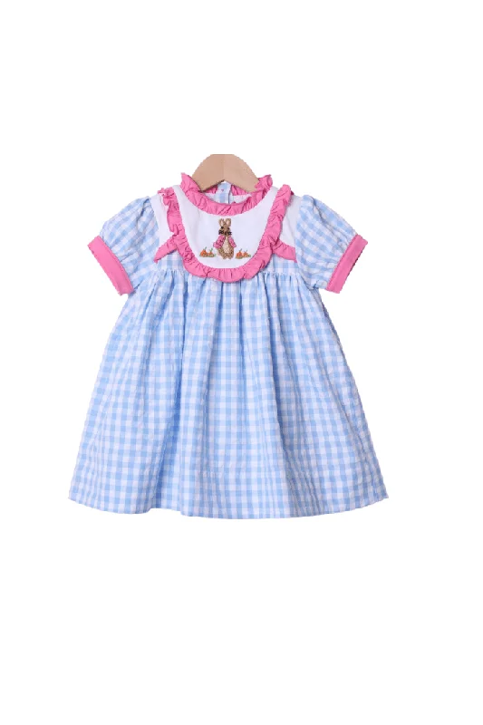 French Knot Peter Rabbit Blue/Pink Seersucker Dress Tunics stripes playful