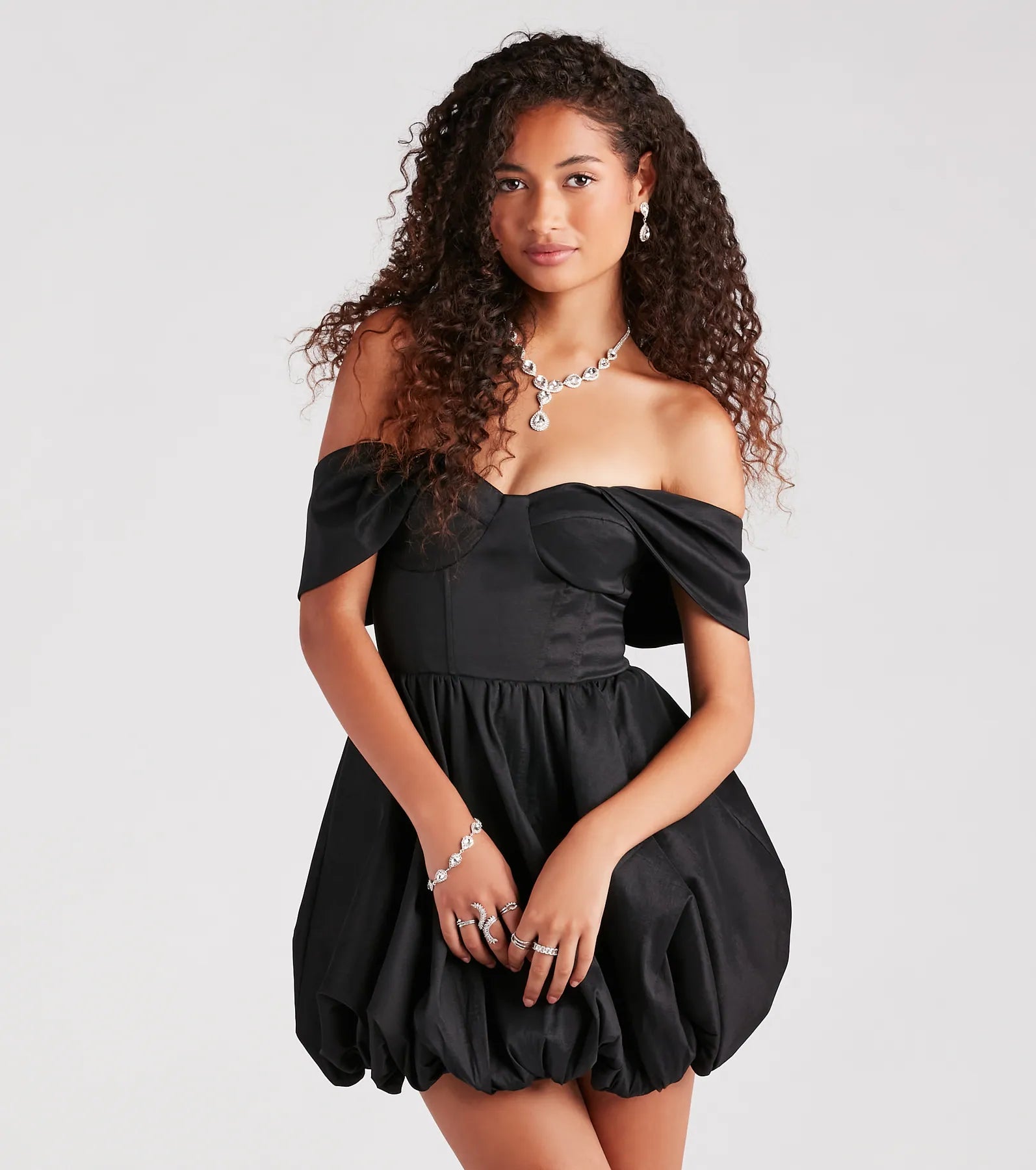 Bernadette Taffeta Corset Bubble Hem Party Dress High-Low Hemline Casual