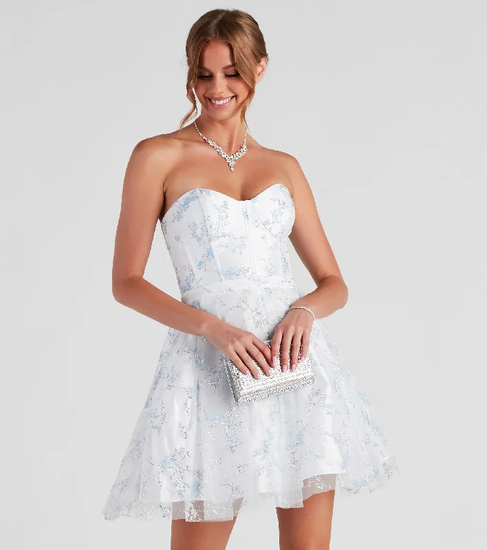 Zariah Formal Floral Glitter Party Dress Tunics Seasonal trendy