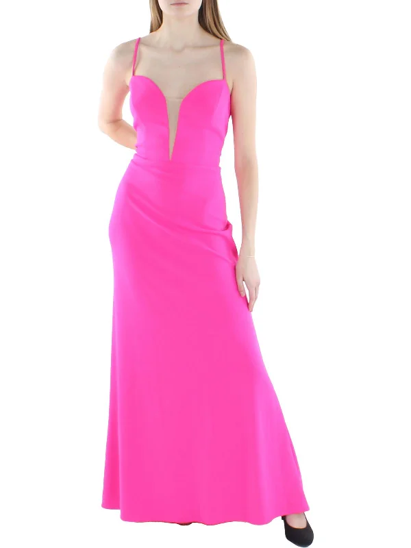 Womens Plunging Long Evening Dress Floral Print girly