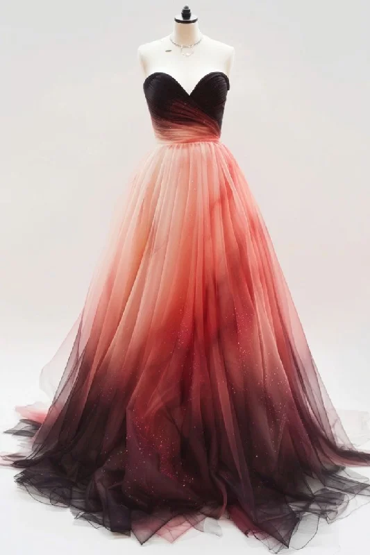 Bonnyshow Retro Ball Gown Sweetheart Ombre Pink Party Dress Prom Dress Evening Dress SD1764 Cowl Neckline Elegant