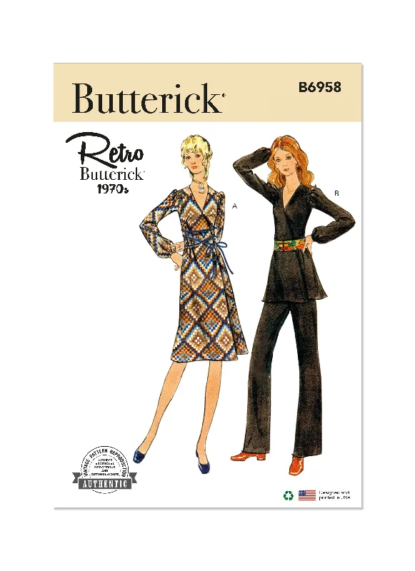 Butterick sewing pattern 6958 Dress, Tunic and Pants Elegant Silk Pants