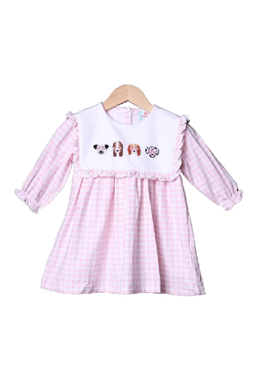 French Knot Puppy Love Pink Gingham Dress Tunic Top Casual