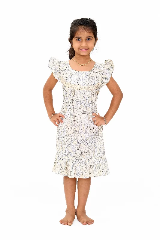 Elegant Girls Floral Cotton Dress with Vibrant Print and Ruffle Details Tunics Designer luxury Elegant Girls Floral Cotton Dress with Vibrant Print and Ruffle Details Tunics Designer luxury