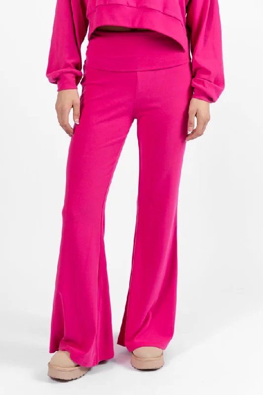 In A Dream Pink Foldover Band Super Soft Flare Pants FINAL SALE Elegant Dress Pants