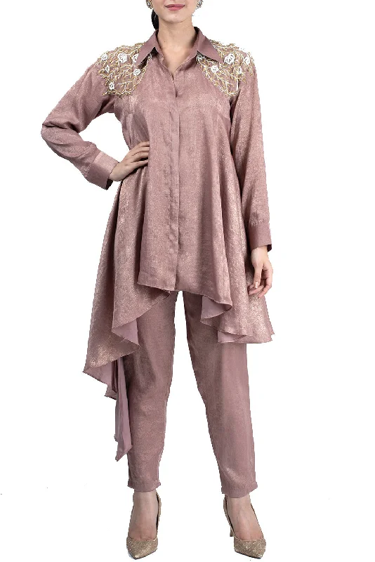 Dusty Rose Flared Tunic with Pants Classic Flared Pants