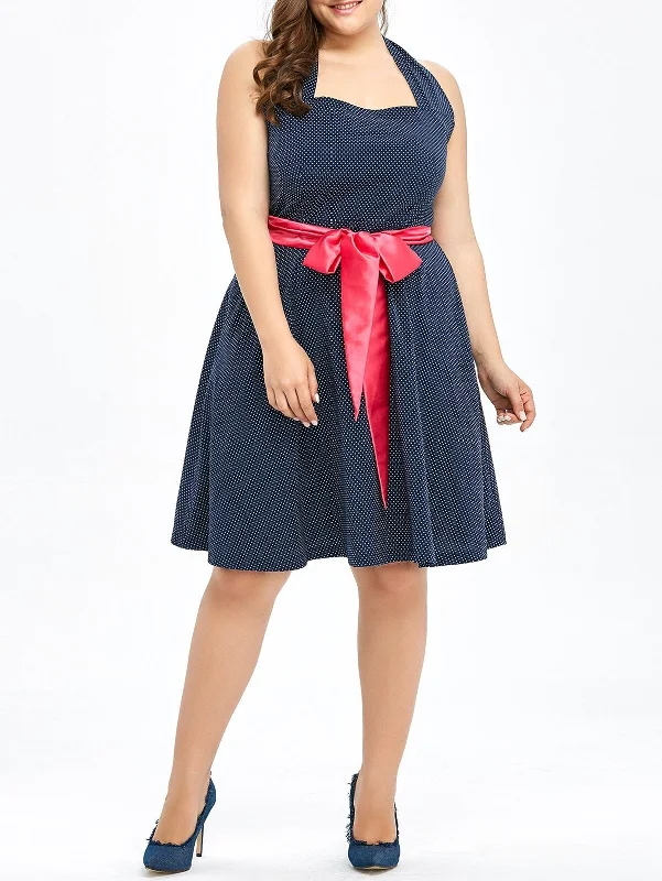 Large size party dress with printed wave point strapless dress Pencil Length Work