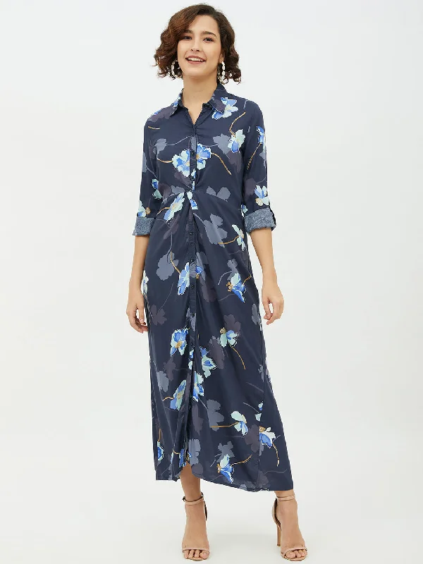 Women's Floral Print Cotton Long Dress - StyleStone Tunics Practical durable