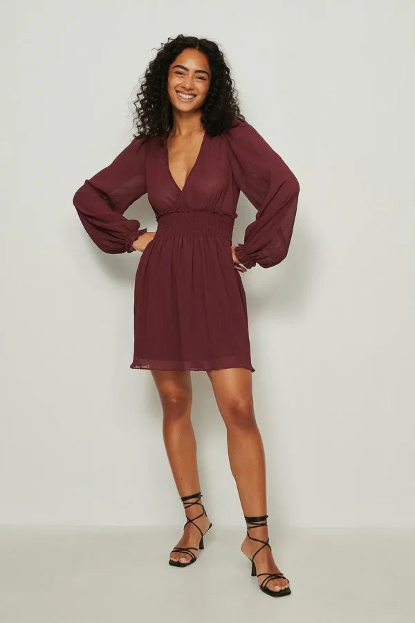 Structured Smock Waist Dress Red Tunics Cozy comfortable