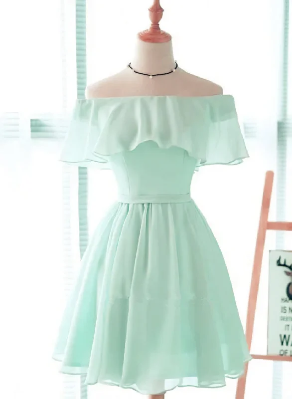 Mint Green Chiffon Short Party Dress Bridesmaid Dress, Chiffon Prom Dresses Tunics Occasion special