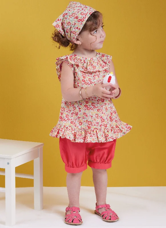 Butterick sewing pattern 6951 Toddlers' Dress, Tops, Shorts, Pants and Kerchief Slim-Fit Khaki Pants