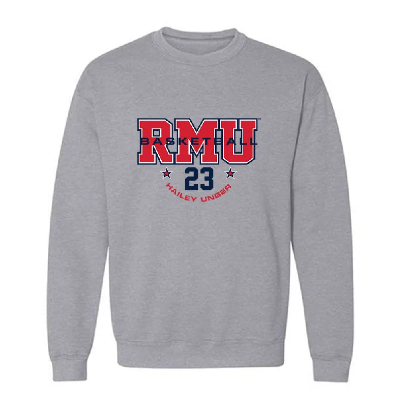 Robert Morris - NCAA Women's Basketball : Hailey Unger - Classic Fashion Shersey Crewneck Sweatshirt Hoodie with Back Slit Movement Comfort Robert Morris - NCAA Women's Basketball : Hailey Unger - Classic Fashion Shersey Crewneck Sweatshirt Hoodie with Back Slit Movement Comfort