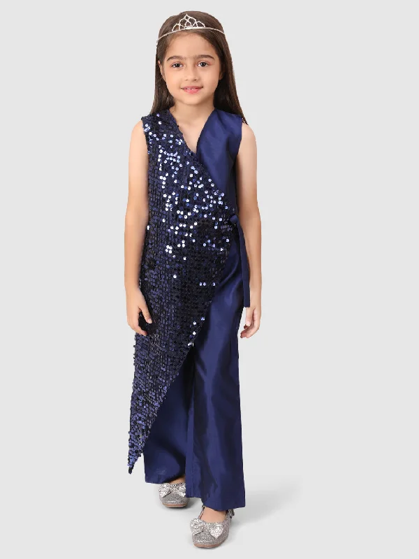 Navy Sequence Top & Pant Elegant Wool Trousers