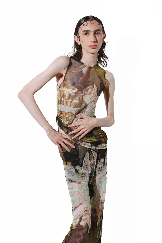 PICKLE MESH PANTS Formal Wide-Leg Pants