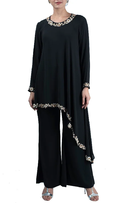 Black Tunic with Pants Casual Lounge Pants