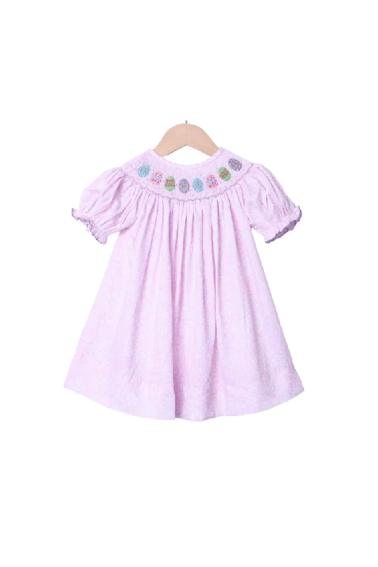 Smocked Pink Floral Easter Egg Dress Tunics Cozy soft