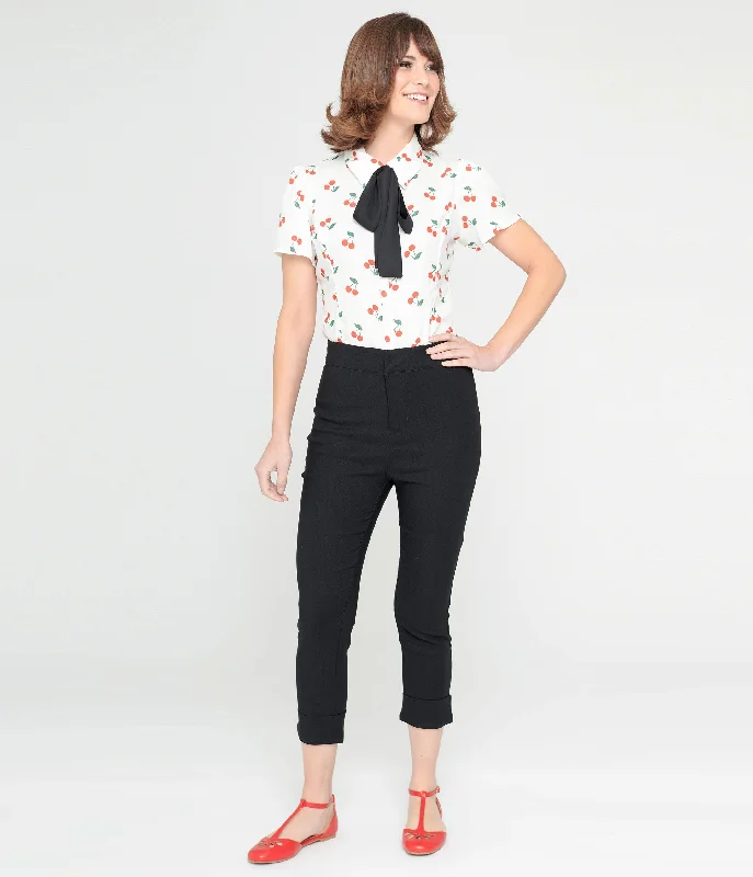 Smak Parlour Black & Cherry Pocket Smarty Pants Capri Comfortable Cargo Pants
