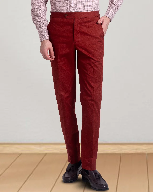Rust Twill Dress Pant Stylish Elastic Waist Pants