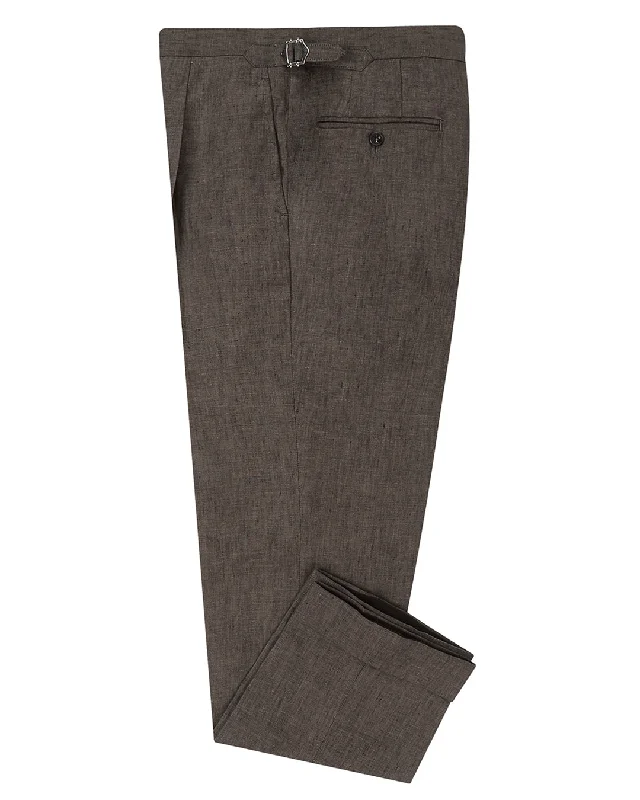 Drab Brown Linen Dress Pant Fashionable Work Pants