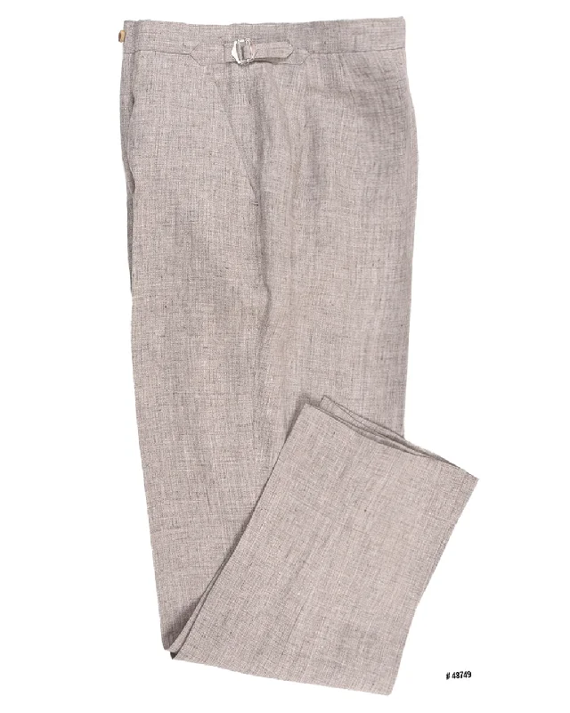 Solbiati Light Brown Linen Dress Pant Relaxed Casual Leggings