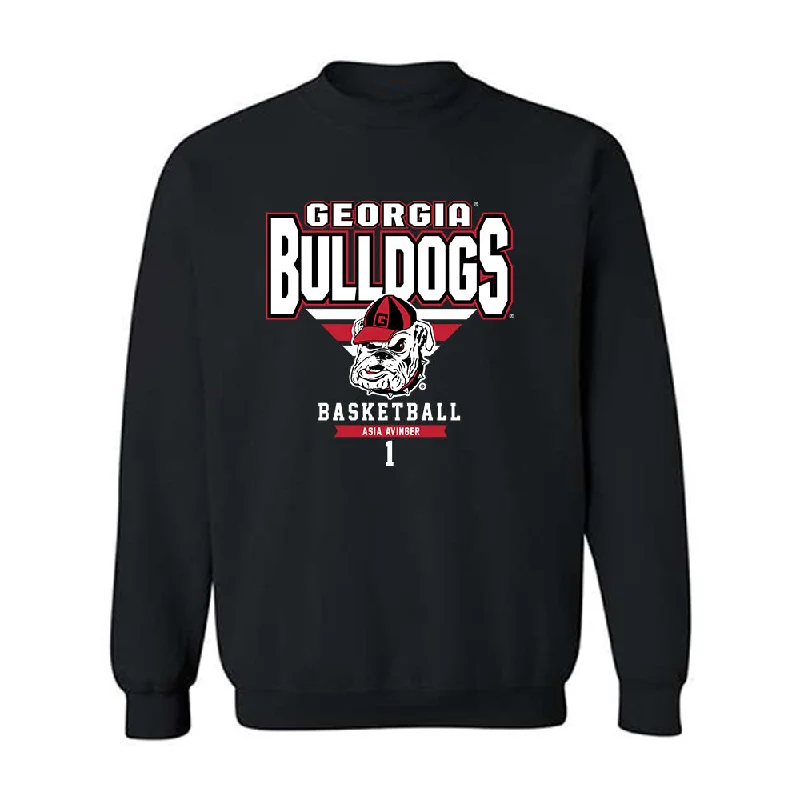 Georgia - NCAA Women's Basketball : Asia Avinger - Classic Fashion Shersey Crewneck Sweatshirt Hoodie with Mock Neck Collared Structured Georgia - NCAA Women's Basketball : Asia Avinger - Classic Fashion Shersey Crewneck Sweatshirt Hoodie with Mock Neck Collared Structured
