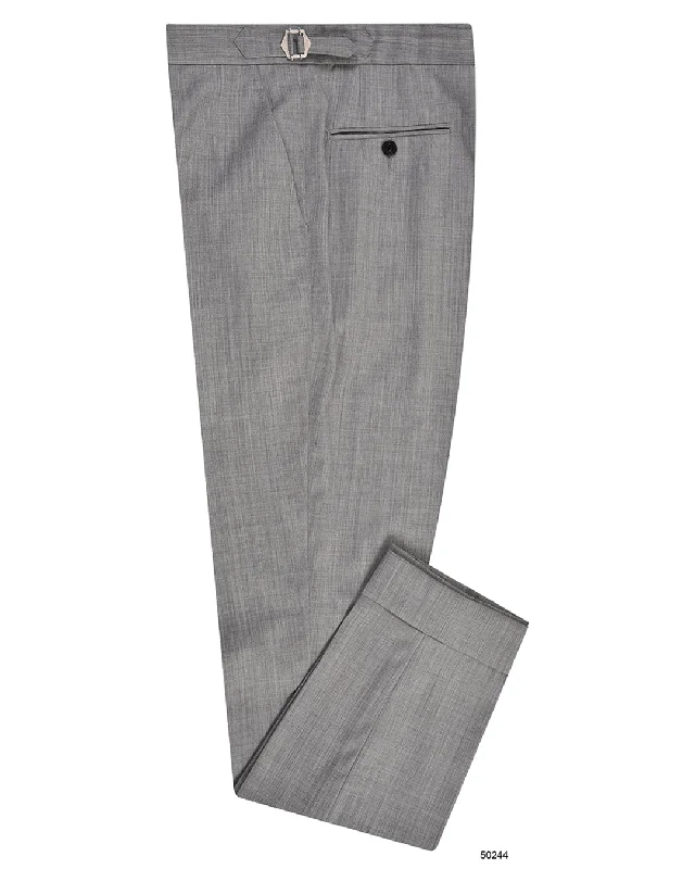 Washable Wool Light Grey Dress Pant Trendy Wide-Legged Trousers