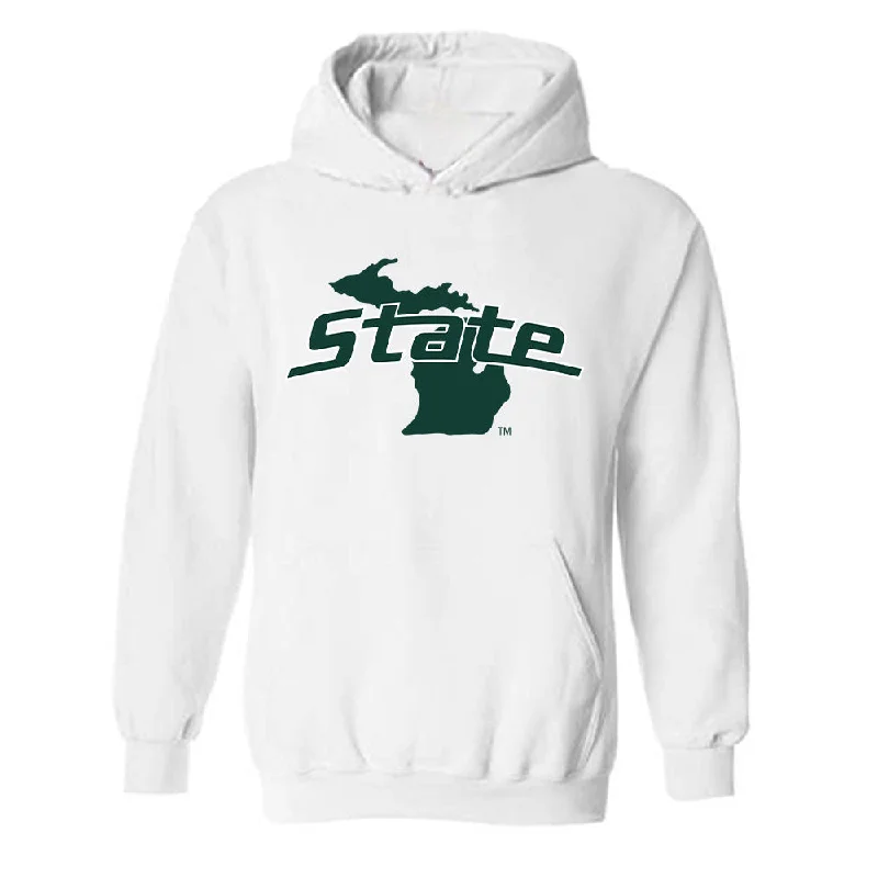 Michigan State - NCAA Women's Basketball : Emma Shumate - Hooded Sweatshirt Hoodie with Metallic Shiny Futuristic