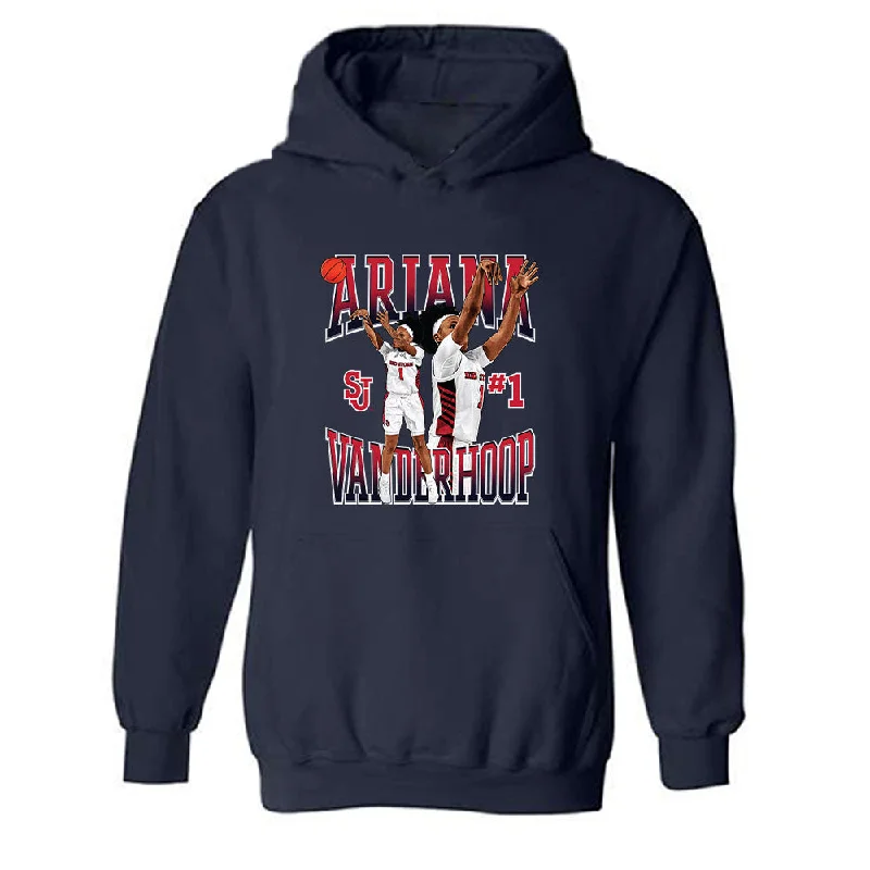 St. Johns - NCAA Women's Basketball : Ariana Vanderhoop - Player Collage Hooded Sweatshirt Hoodie with Sequins Glamorous Eye-catching