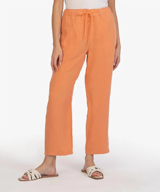 Drawstring Pant In Terracotta Soft Stretch Trousers