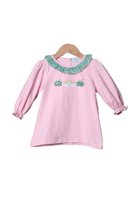 Lucky Charm Applique Pink Knit Dress Tunics Corduroy durable